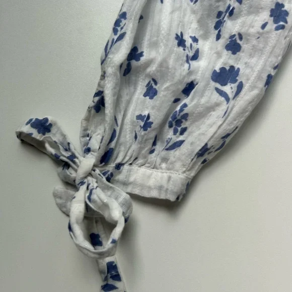 PARKER Payton Illusion Stripe Floral Blouse White Floral Coquette Cottagecore m - Picture 6 of 8